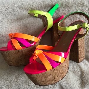 JEFFREY CAMPBELL CORK AND NEON HEELS